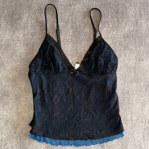 Rampage Mesh Crop Lettuce Hem Cami